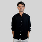 Band Collar Shirt - Black