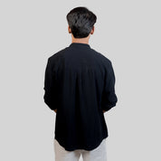 Band Collar Shirt - Black