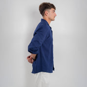 Self-Embroidered Cotton Shirt - Cloudburst Blue