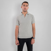 Johnny Collar Knitted Polo - Quill Gray