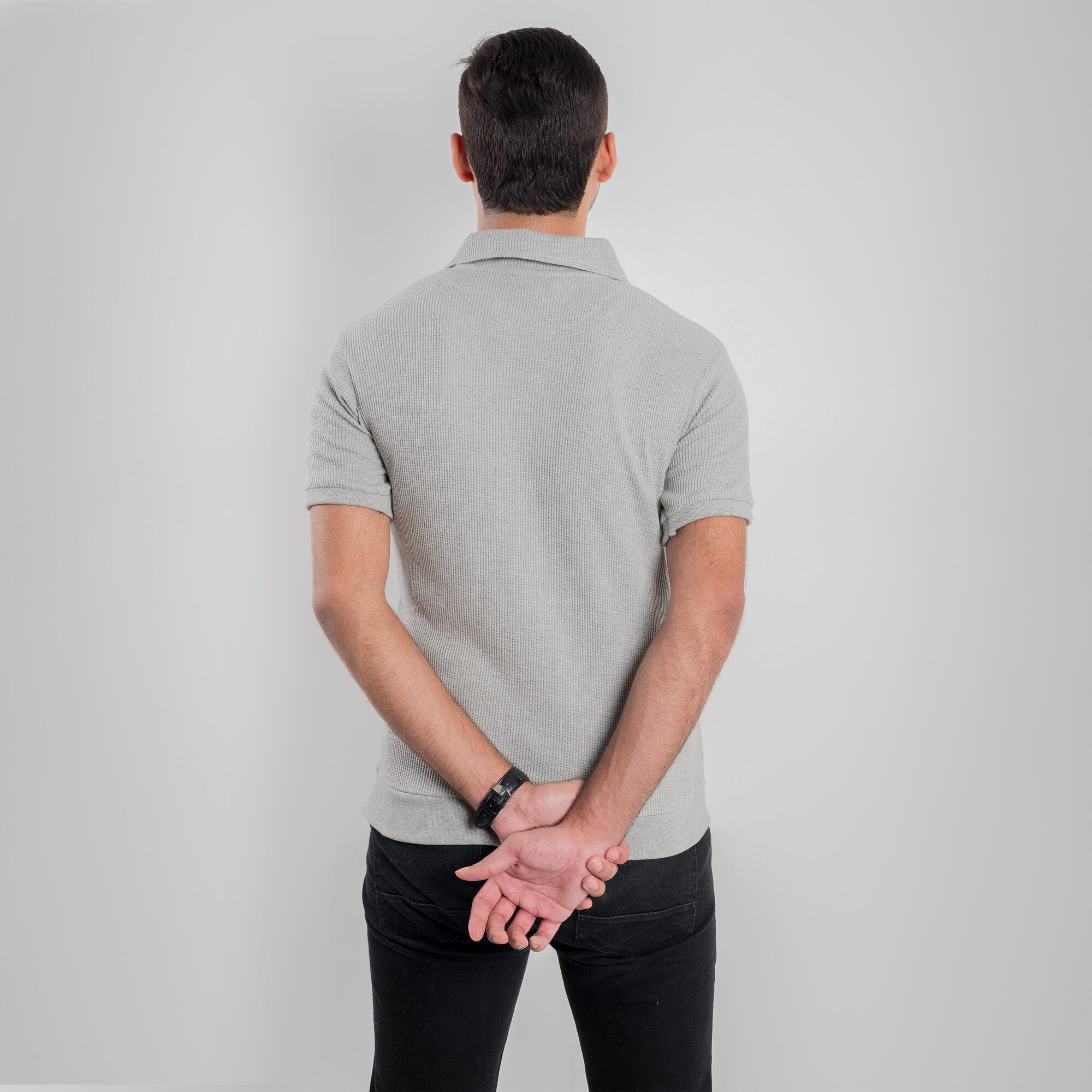 Johnny Collar Knitted Polo - Quill Gray