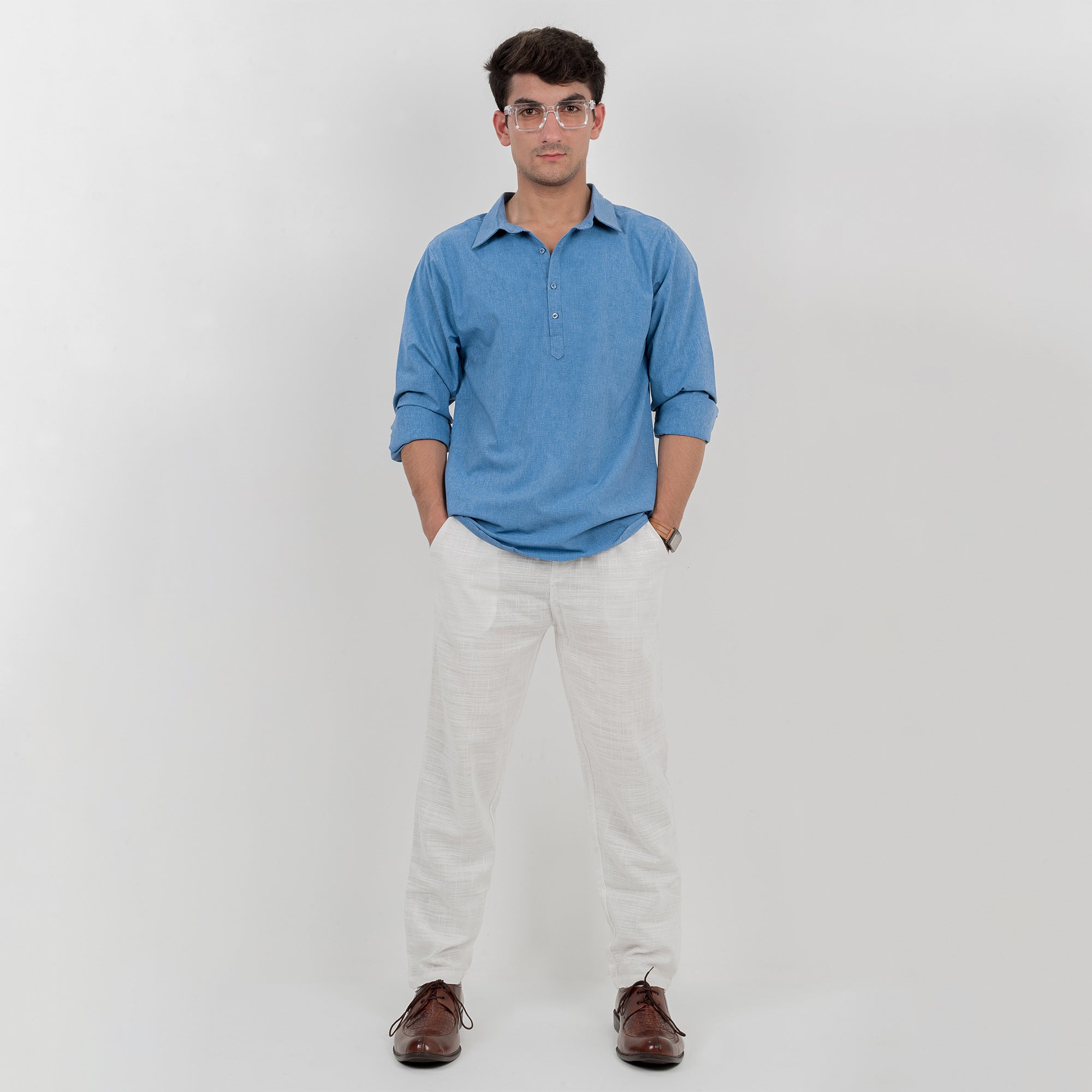 Regular fit Cotton Shirt - Cool Blue