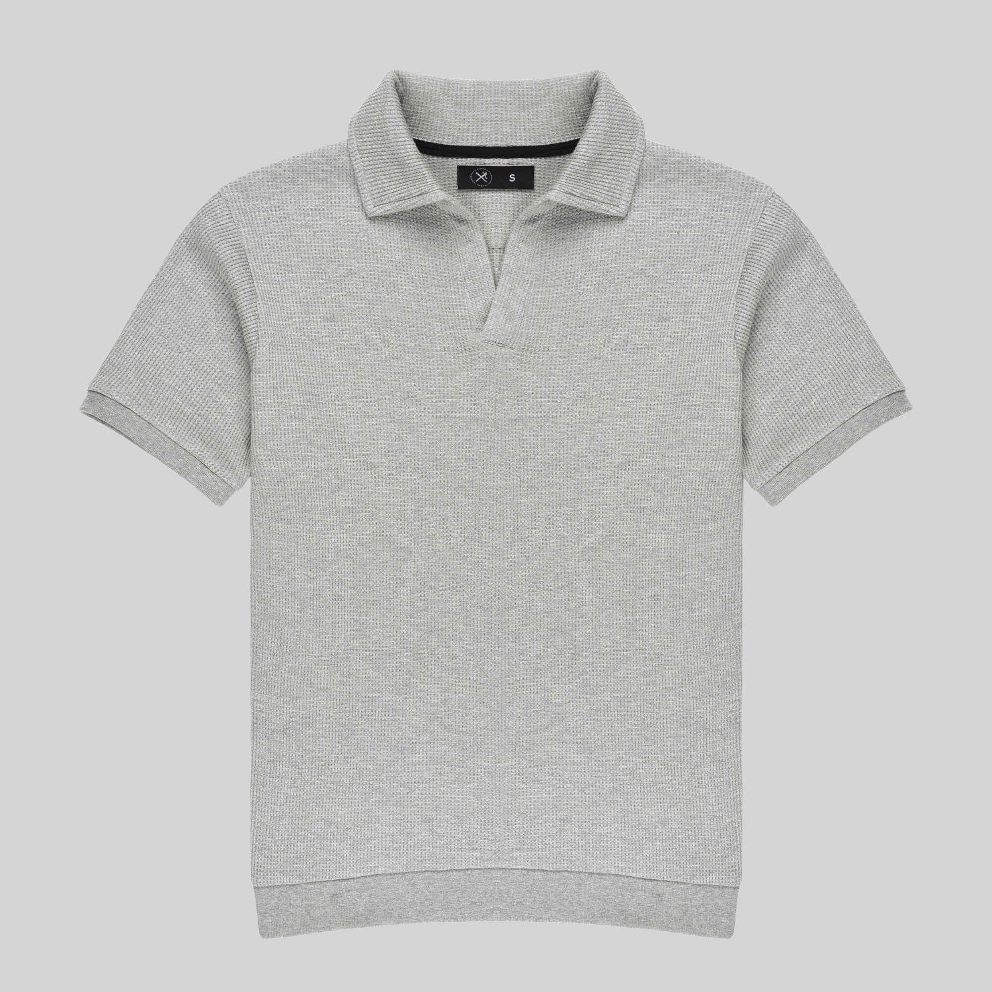 Johnny Collar Knitted Polo - Quill Gray