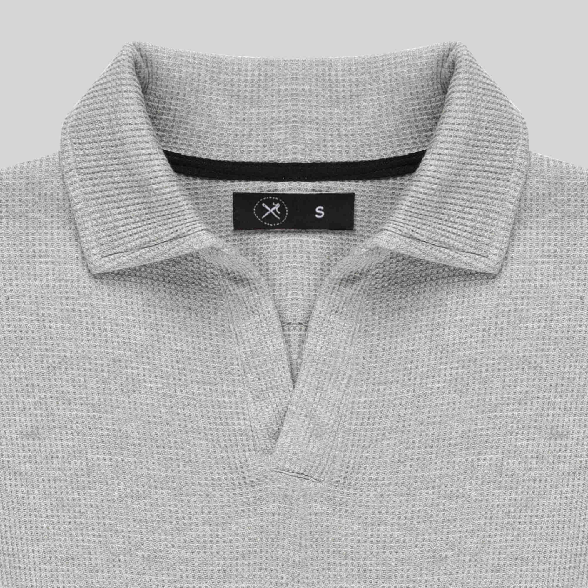 Johnny Collar Knitted Polo - Quill Gray