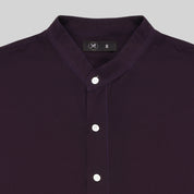 Band Collar Shirt - Blackcurrant