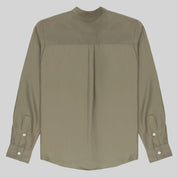 Band Collar Shirt - Olive Green