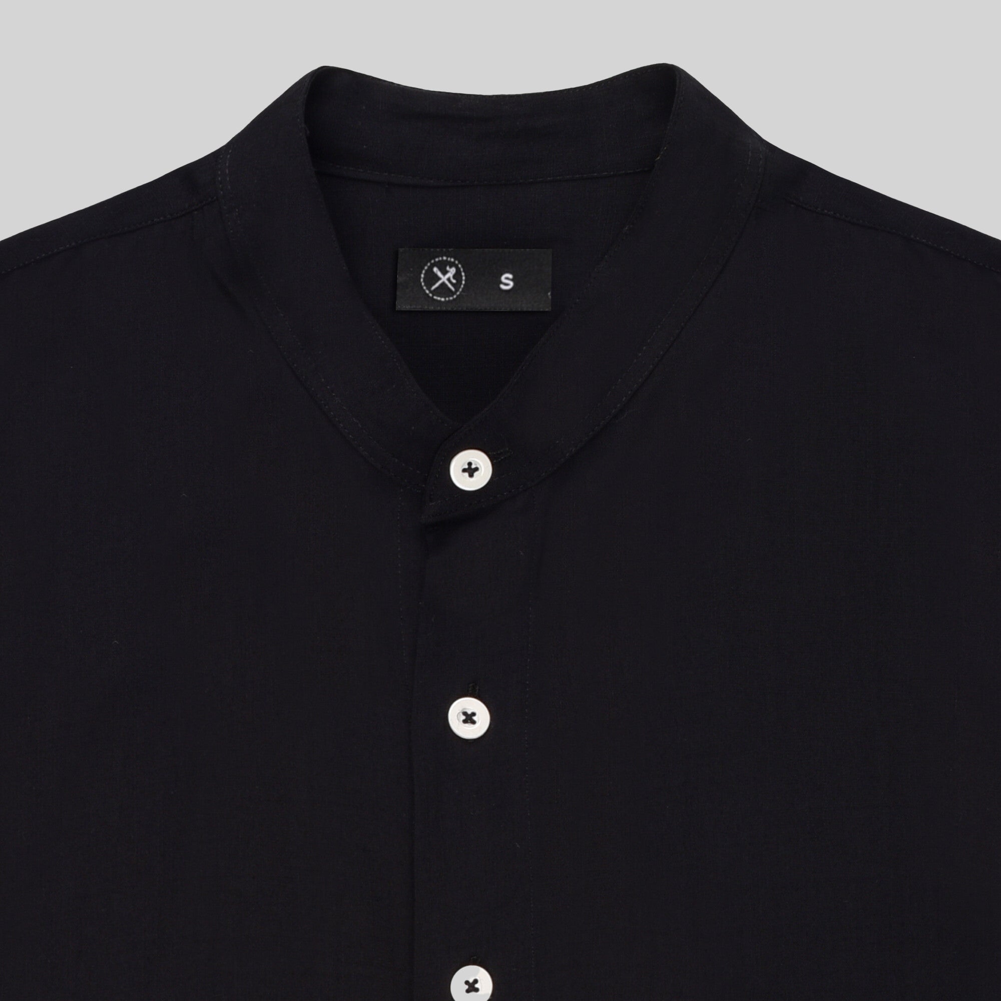 Band Collar Shirt - Black