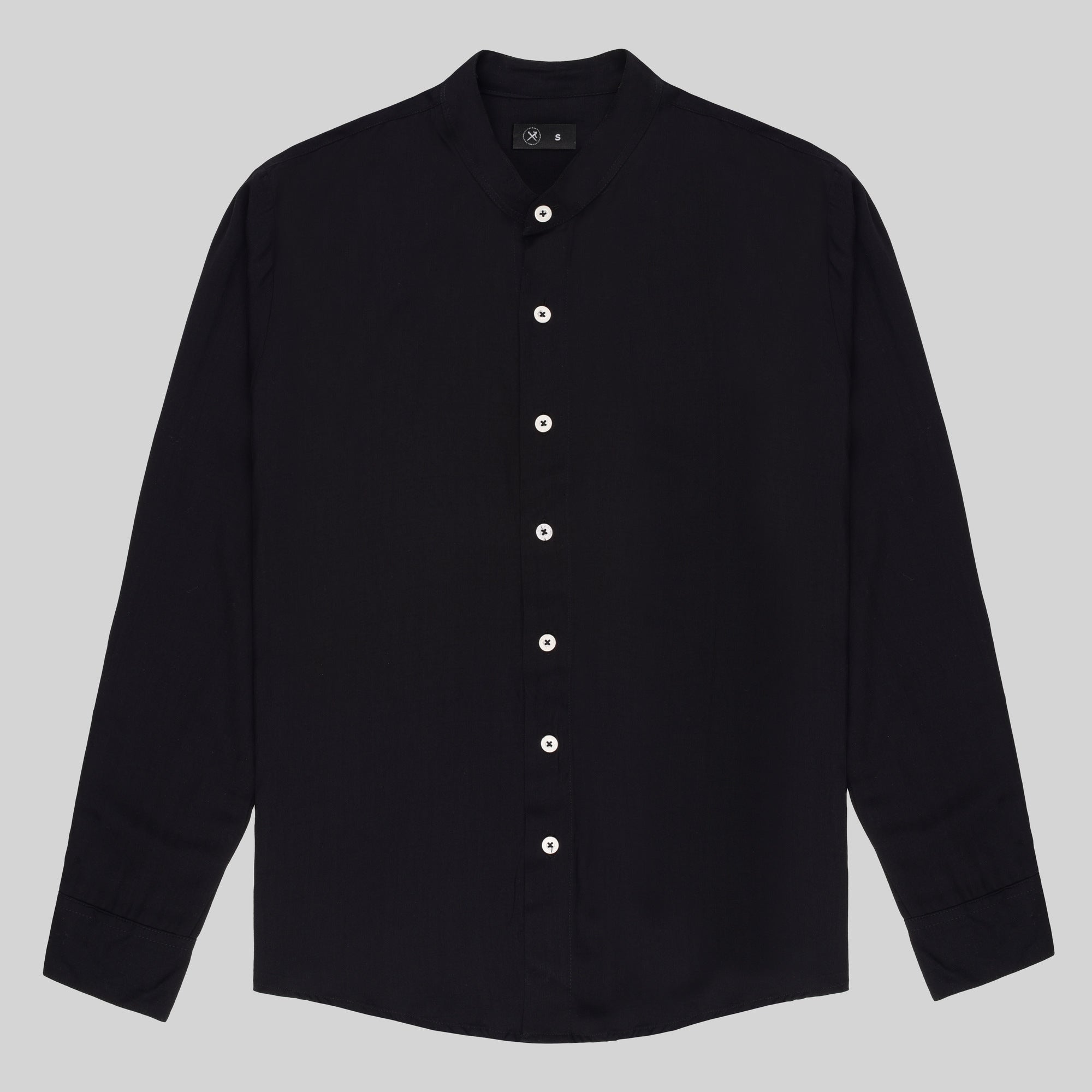 Band Collar Shirt - Black