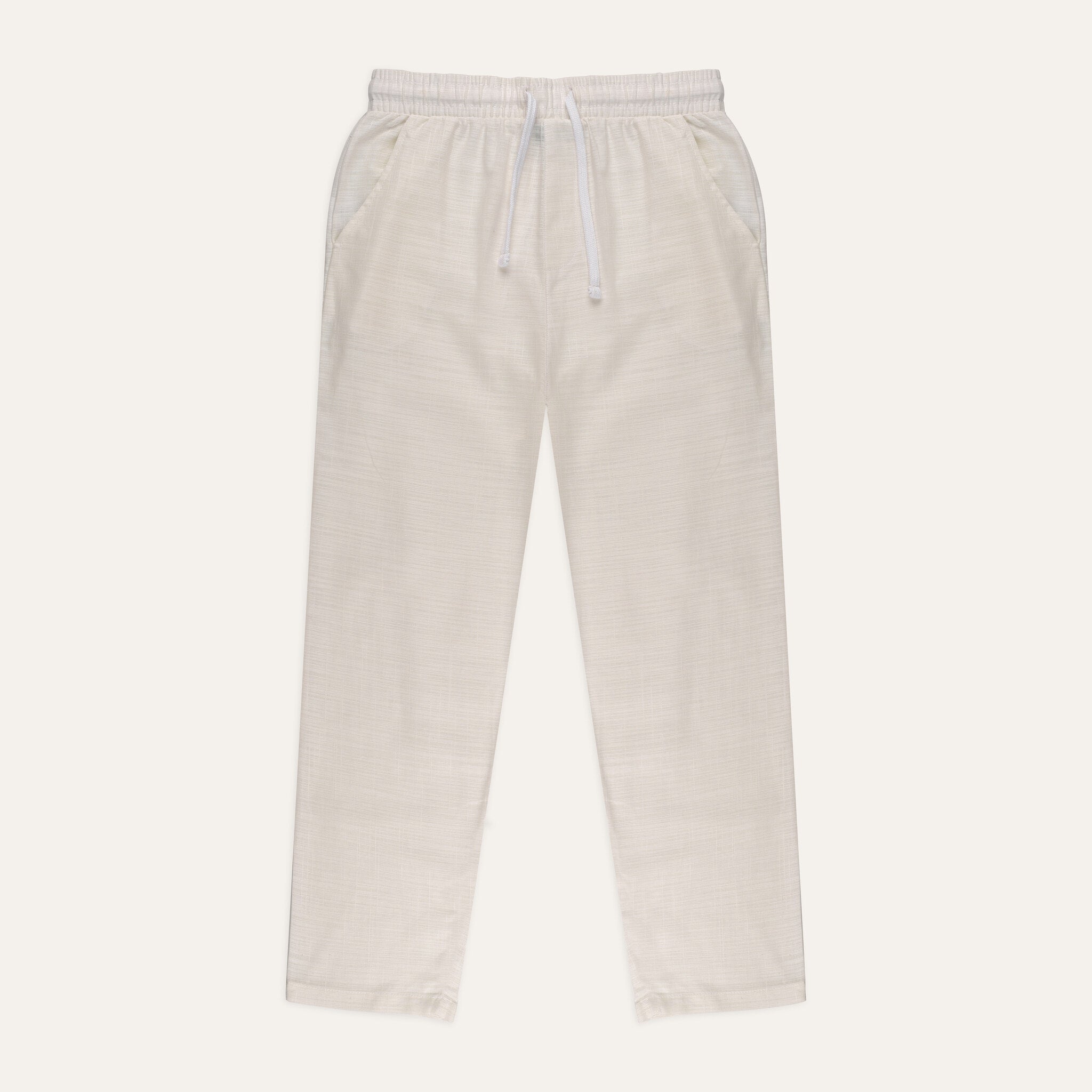 Globus Off White Straight Fit Mid Rise Trousers